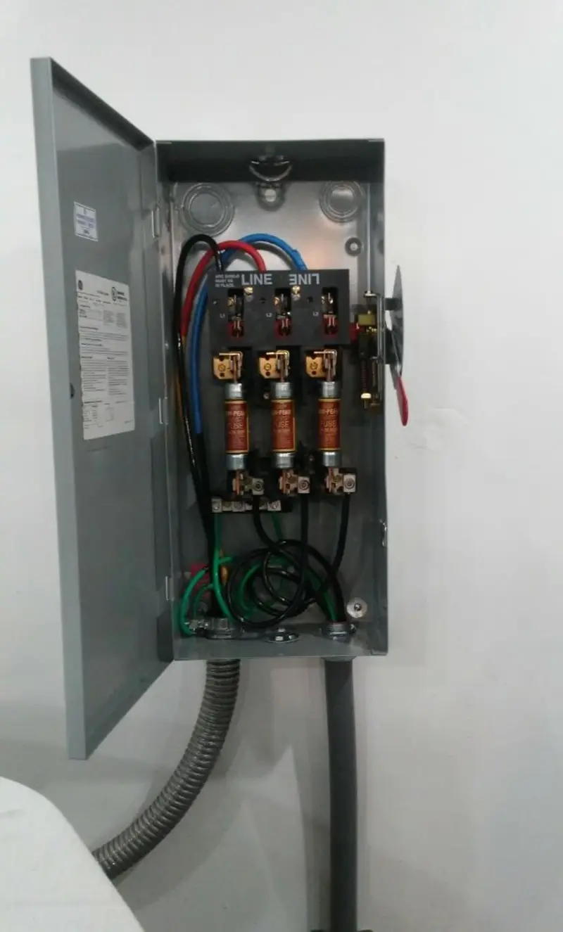 Three-phase disconnect switch installed for Electrical Wiring & Rewiring in Emerson